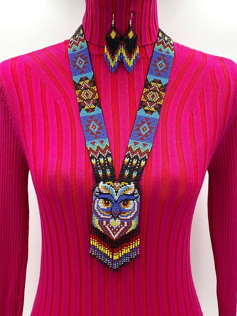 BeadsCorner Native Tribal Style Long Statement Beaded Necklace for Women Handmade - Image 1